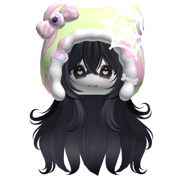 Kawaii Anime Hair w/ Pastel Goth Hood  (Midnight)