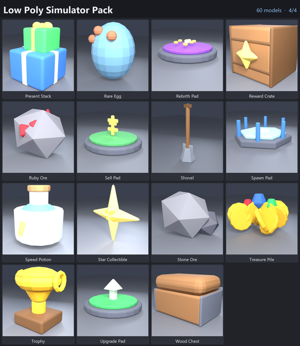 Low Poly Simulator Pack Ore Gem Egg Chest x60 preview 4