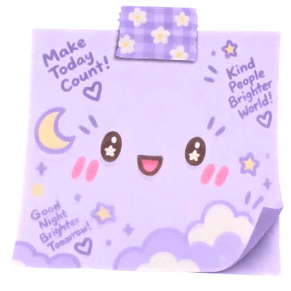 Lavender Kawaii Nighttime Sticky Note
