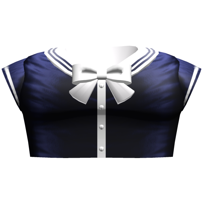 Kawaii Anime School Crop Top w Bow (Blue & White)