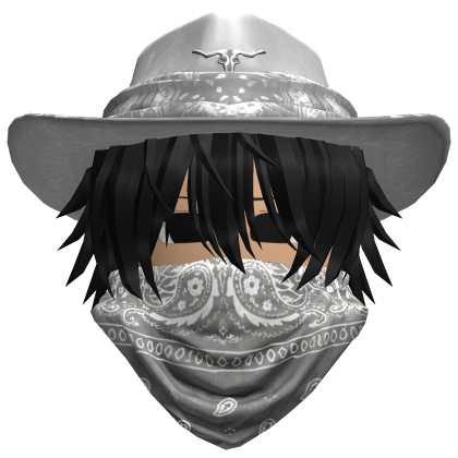 White Cowboy Hat with Mask + Neck Scarf