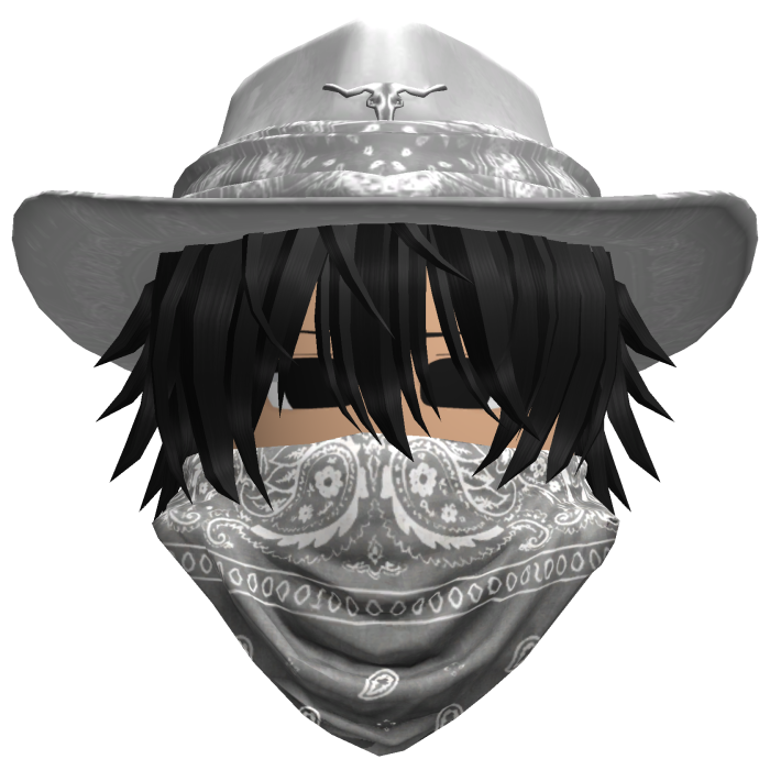 White Cowboy Hat with Mask + Neck Scarf