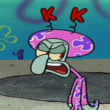 Squidward angry with pink fit on Roblox decal