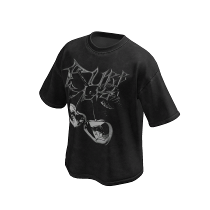 Metal Cherry Black Wash Oversized Shirt