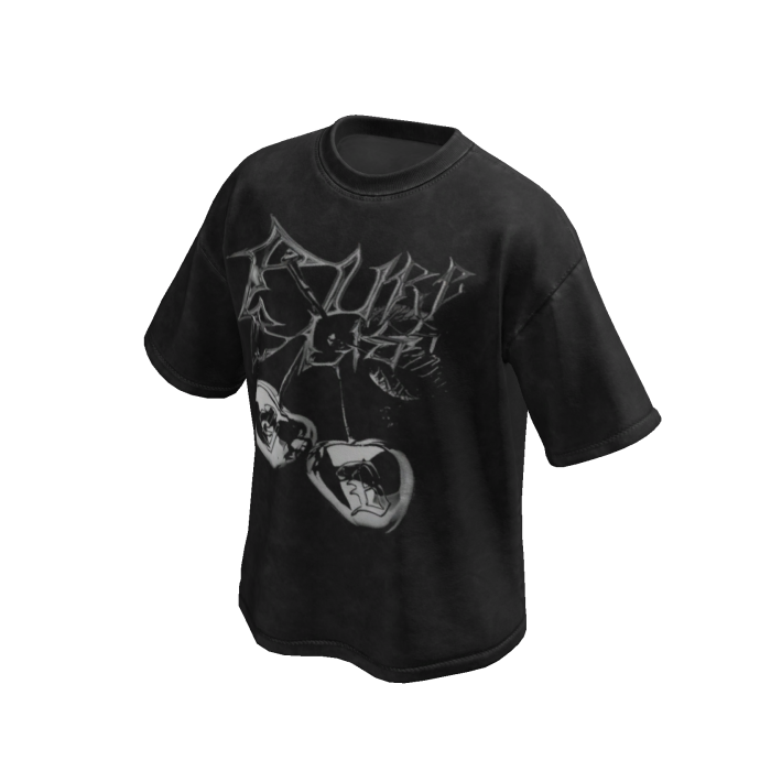 Metal Cherry Black Wash Oversized Shirt