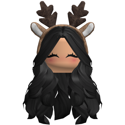 Christmas Blushing Curly Deer Hat Hair in Black Roblox item