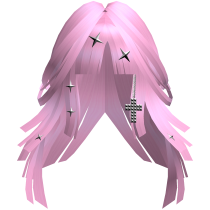 Pink Goth Punk Layered Long Hair w/ Cross