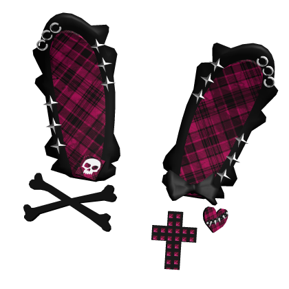 pink vkei punk plaid bunny ears