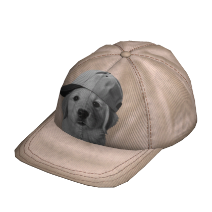 beige happy dog cap
