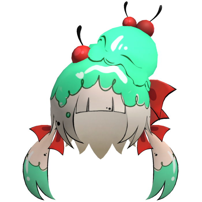 Toon Lowpoly Ice Cream Sunday Girl Hair