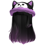 ♡ long straight black hair w/ halloween hat