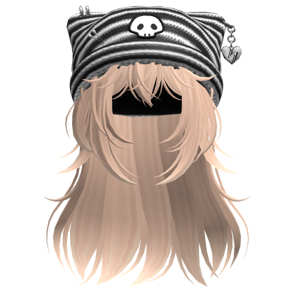 Emo Kawaii Skull Beanie W/ Wolfcut Blonde V2
