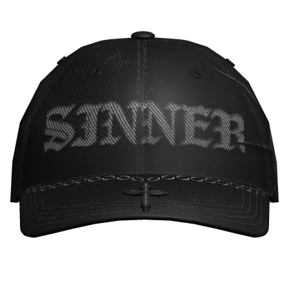 Distressed Sinners Hat w Cross n Chains Black Roblox item