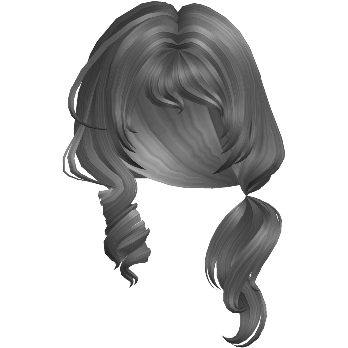 Soft Swirly Curled Side Ponytail (Gray)