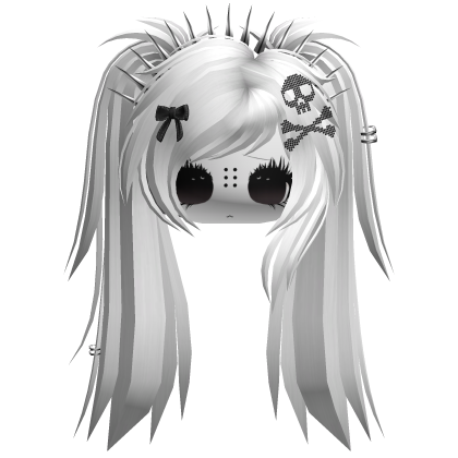 goth emo moe pigtails w skull white Roblox item