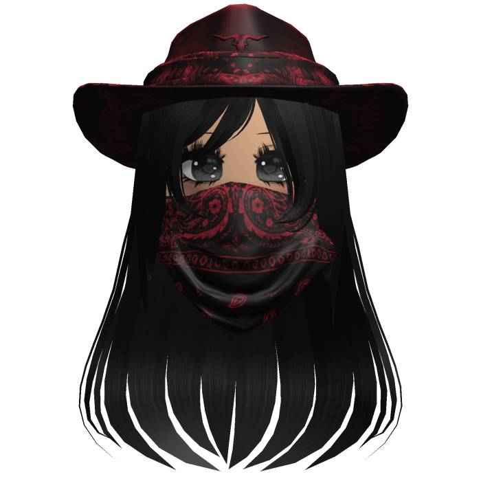 Red Cowgirl Hat with Mask + Neck Scarf