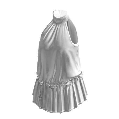 💗Y2K HALTER NECK RUFFLE DRESS WITH BELT_WHITE | Roblox Item