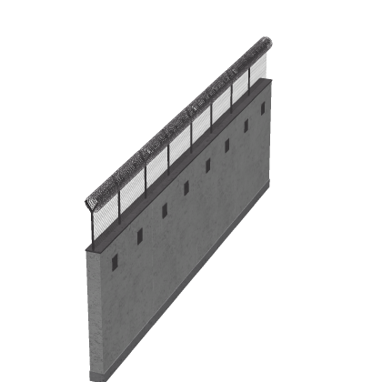 Grey Military Base Wall Outpost Simulation
