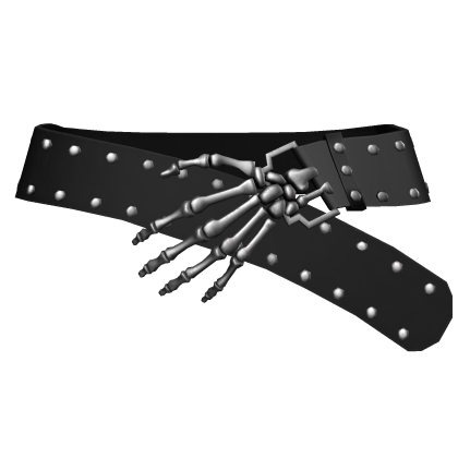 Black Studded Punk Belt With Metal Skelly Hand 3.0