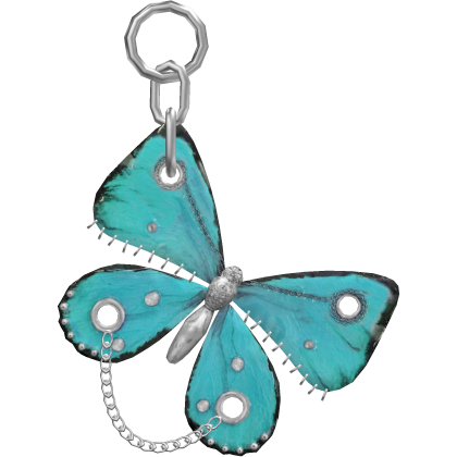 Gothic Pierced Butterfly Keychain Teal Roblox item
