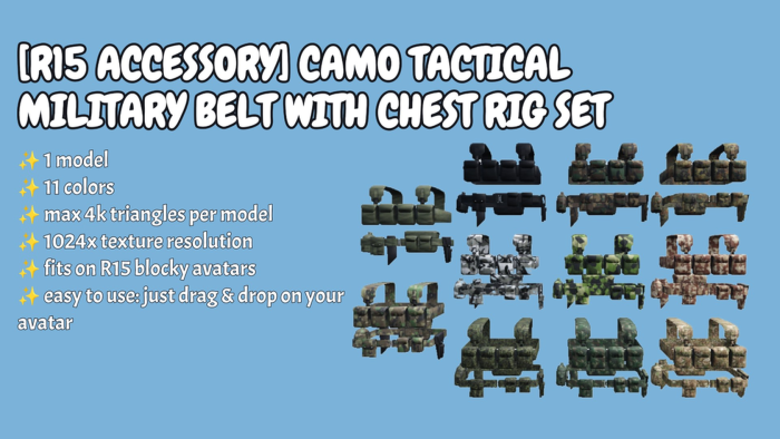 [R15 Accessory] Camo Tactical military vest set  preview 2