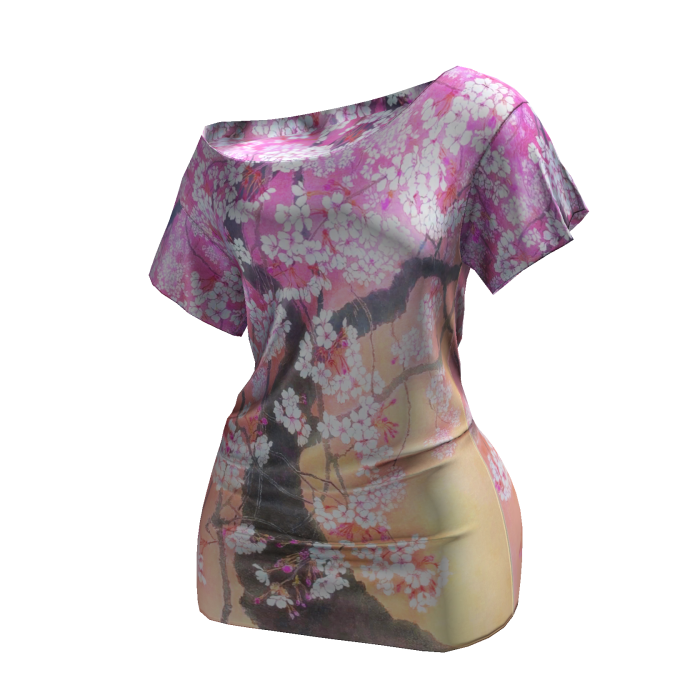 桜 off shoulder silk t-shirt dress sakura 