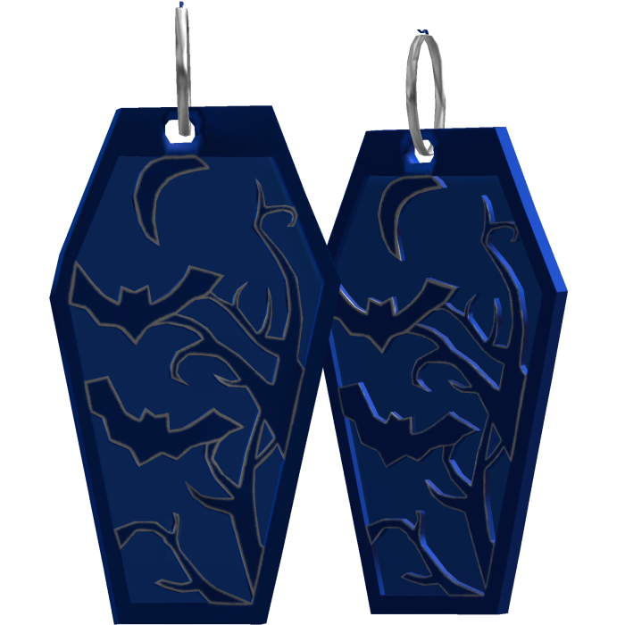 blue haunt coffin earrings