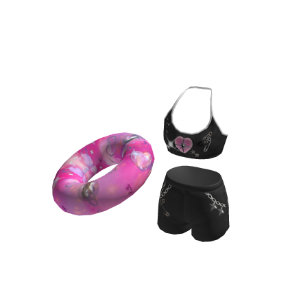 ✨ Black Y2K chain swim pool ring floatie