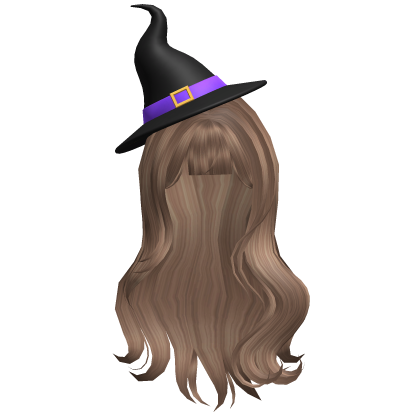 Milktea Wavy Hair with Halloween Witch Hat