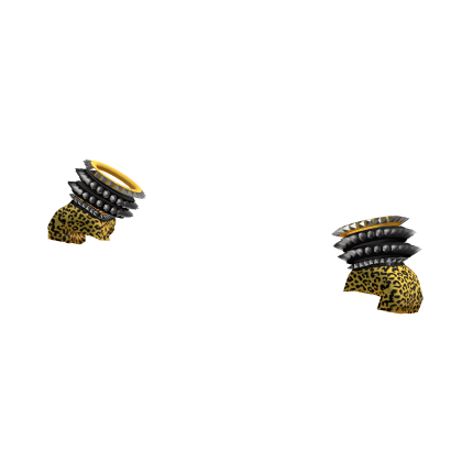 Yellow Leopard Emo Spiked Bracelets w Gloves