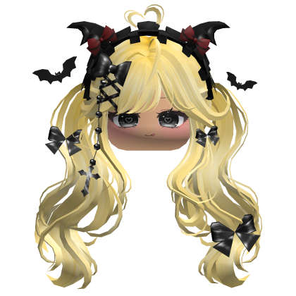 Goth Wavy Pigtails w/Headband (White&Black)