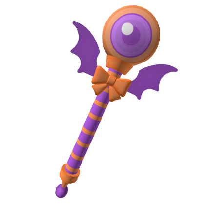 cutesy halloween wand in orange & purple