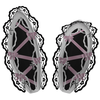 🎀 Gothic Cross Lace Bunny Ears Bows White Pink