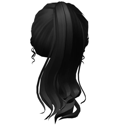 Roblox hair preview for Elegant Black Wavy Ponytail v.2