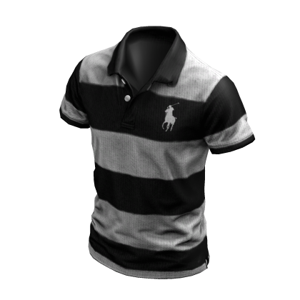 Black Striped Y2K Streetwear Polo Shirt