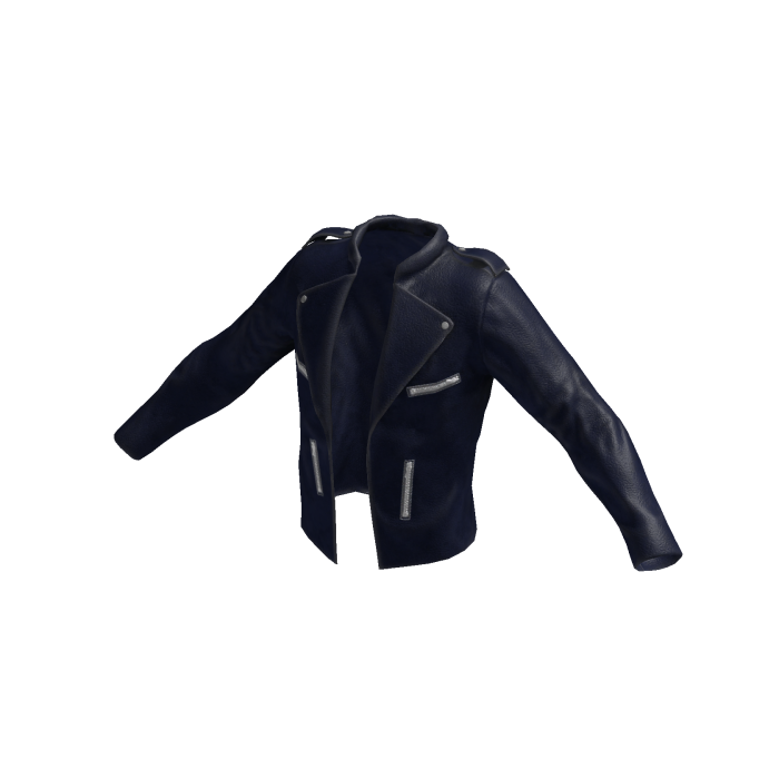 Navy Blue Leather Moto Jacket