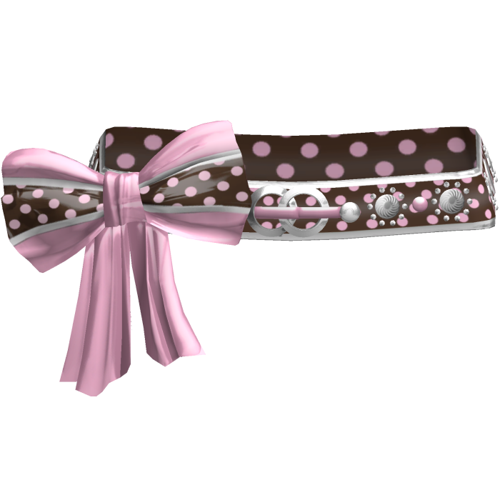 Choco & Pink Polkadot Gyaru Bow Belt 2000s Silver