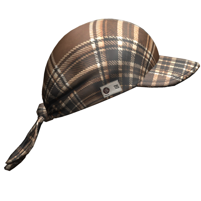 2000s Brown Plaid Tied Headscarf w/ Baseball Cap