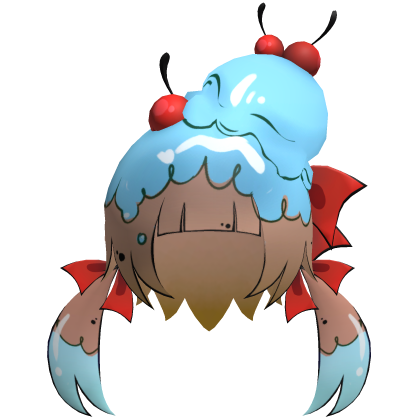 Toon Lowpoly Ice Cream Sunday Girl Hair