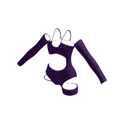 Y2K Cut Out Jumpsuit Purple Leopard