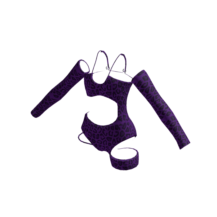 Y2K Cut Out Jumpsuit Purple Leopard