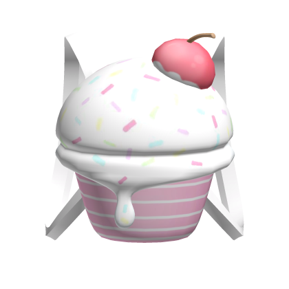 ꒰ white frosting cupcake backpack w/ sprinkles🧁꒱ Roblox item