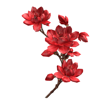 Red Cherry Blossom Flower Maximalist Branch