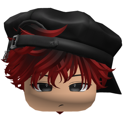 Cute Boy black Red hair with a cap Y2K