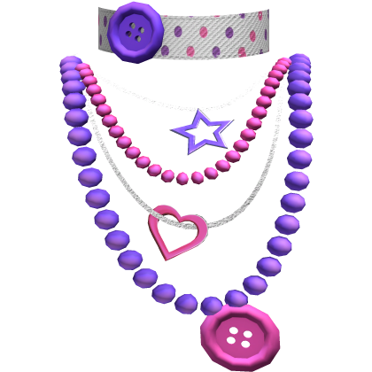 Purple & Pink Layered Pearl Necklace Button Choker Roblox item