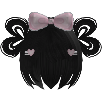 Blonde Anime Heart Bow Pigtails Bob Hair (Pink) Roblox item