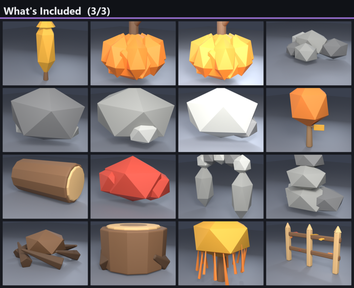Low Poly Autumn Forest Pack x50 Fall Trees Leaves preview 3