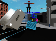 Kolorowy pociąg VS samochód