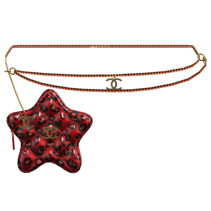 Red Leopard Cstar Quilted Waist Bag Gold Roblox item