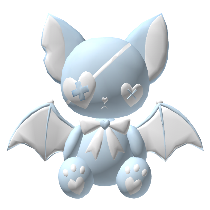 [GBBPB2] Goth Big Bat Plush - Baby Blue White